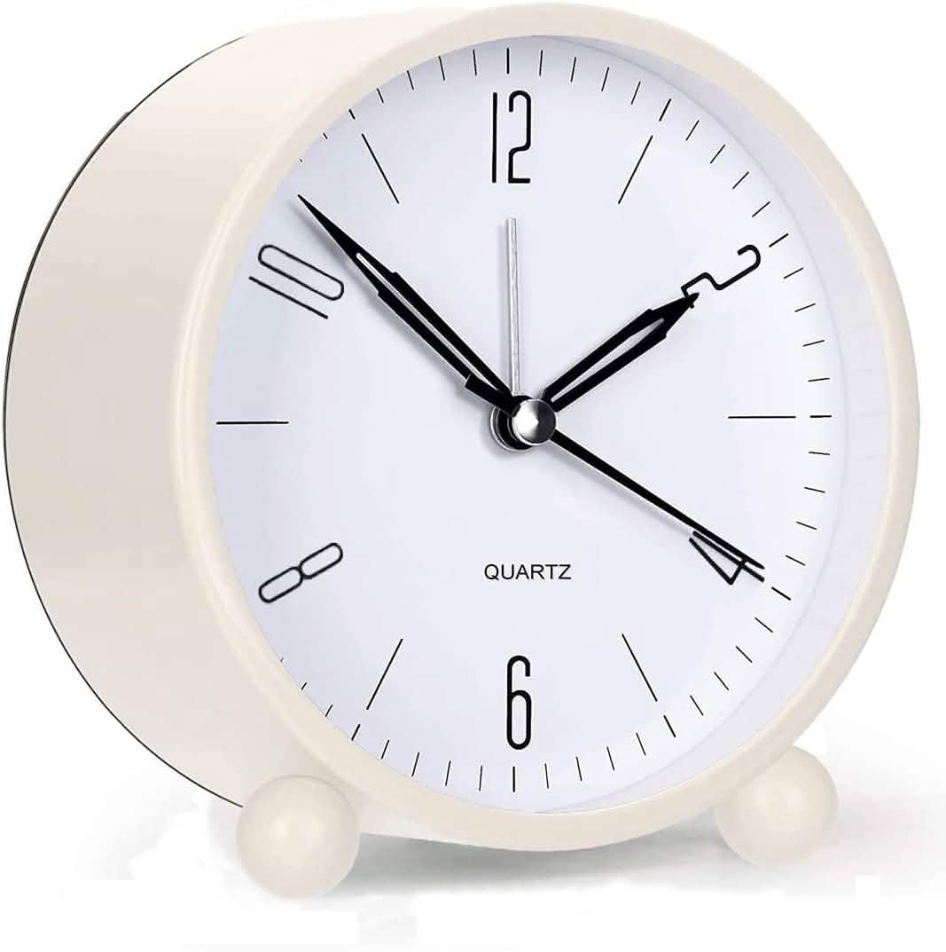 4" superleiser, tickfreier analoger Wecker mit Nachtlicht