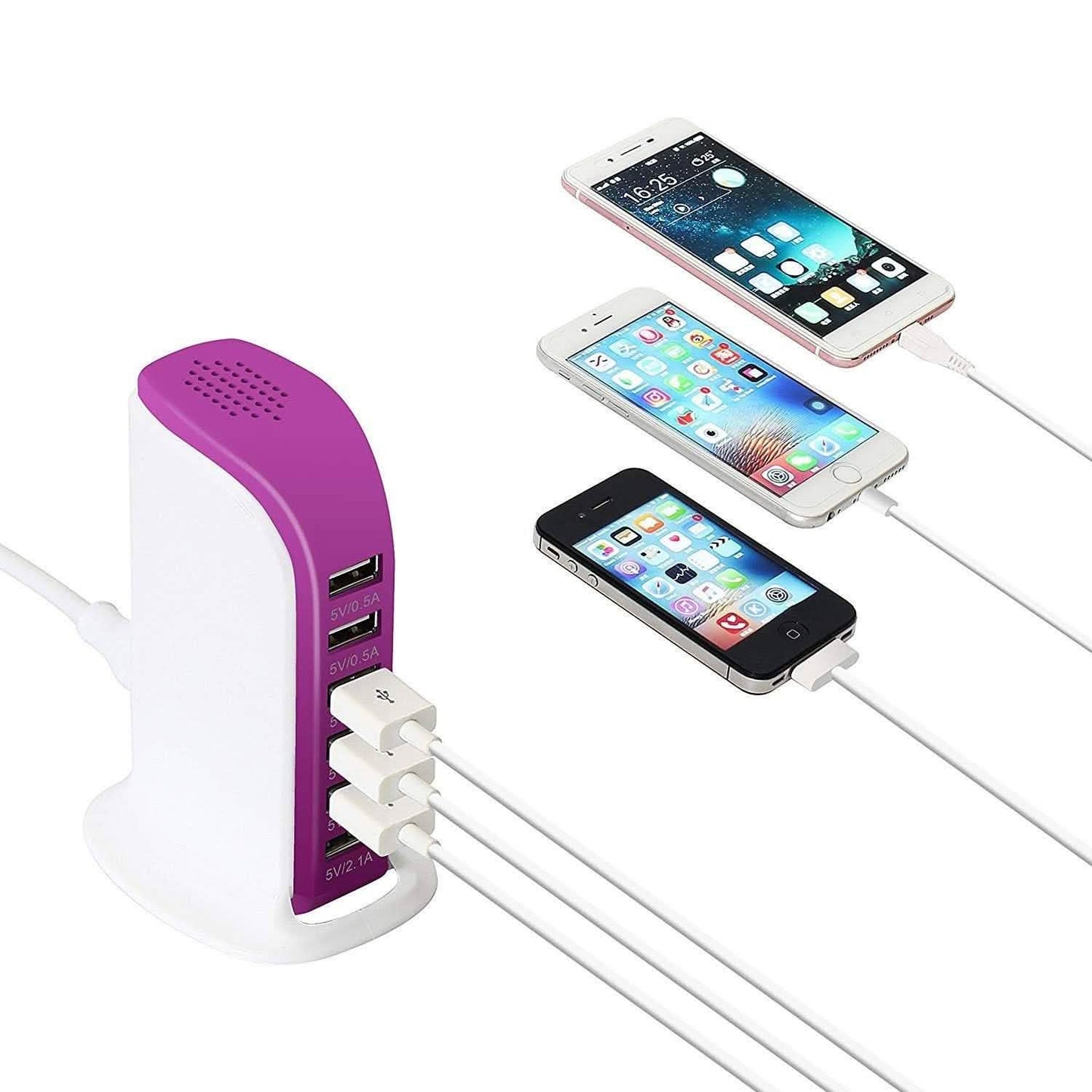 40-Watt-6-Port-USB-Ladestation für Smartphones und Tablets