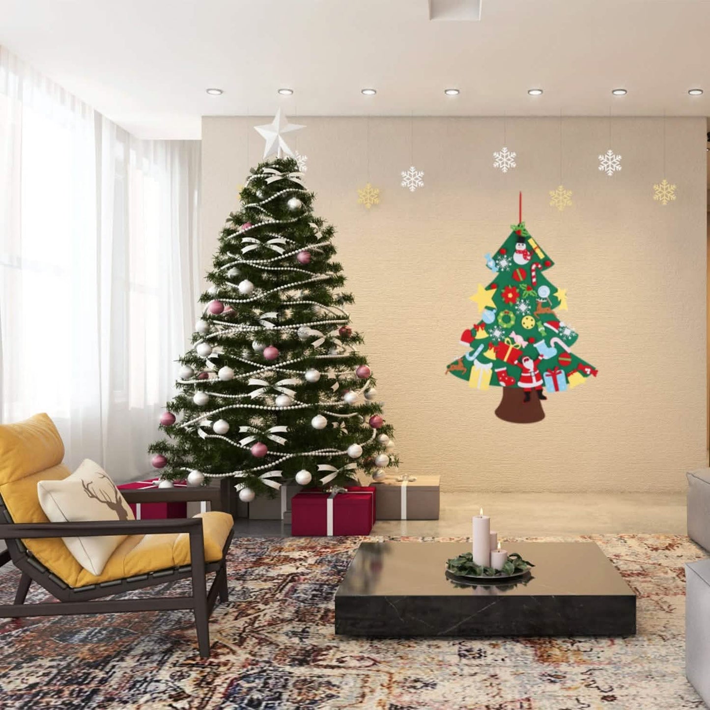 41-teilig: DIY Filz-Weihnachtsbaum mit abnehmbaren Ornamenten für Kinder