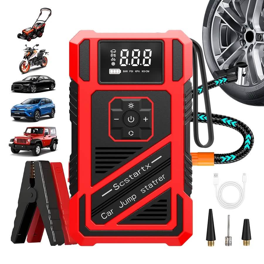 3000A 21V Starthilfe & 150PSI Reifenfüller 2-in-1 Tragbarer Kompressor