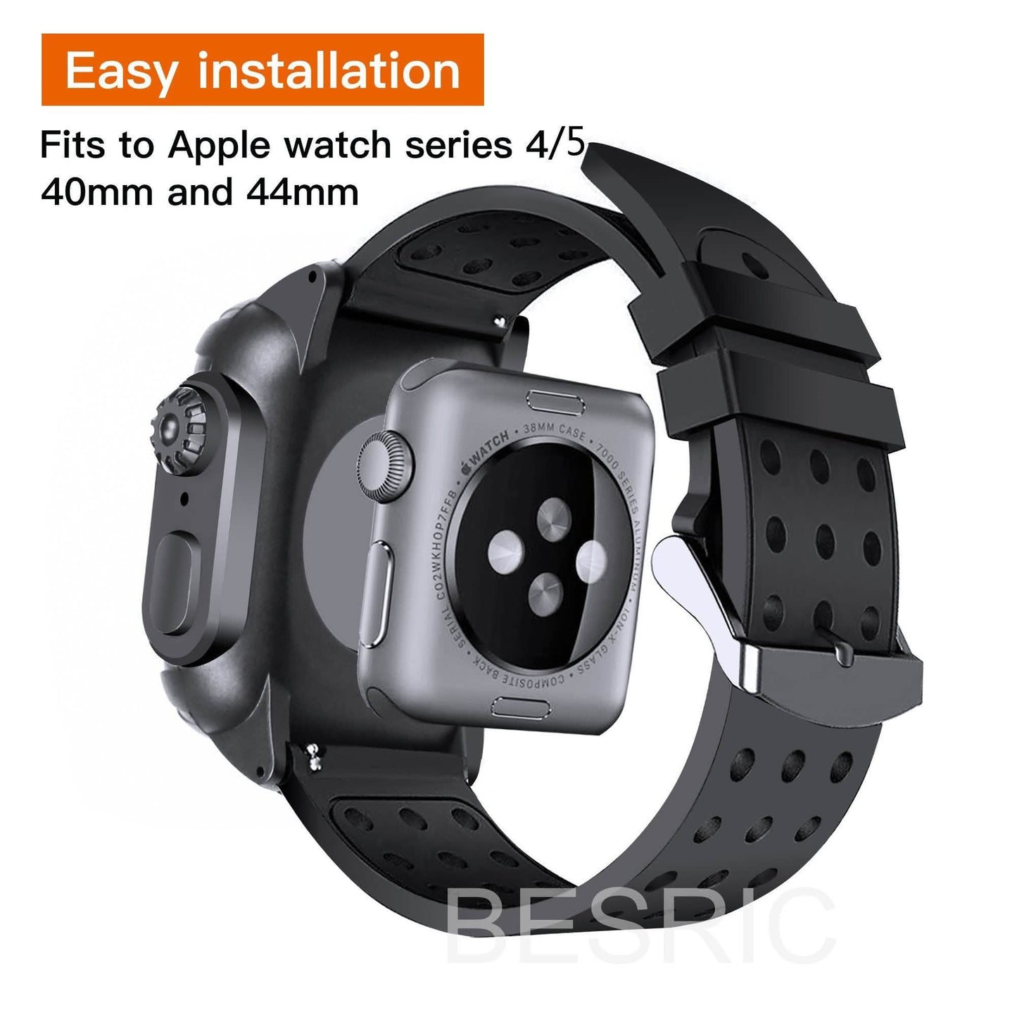 44MM Vollständige Abdeckung Durchsichtige Gehäuseschutzfolie mit Armbändern für Apple iWatch 4 und 5