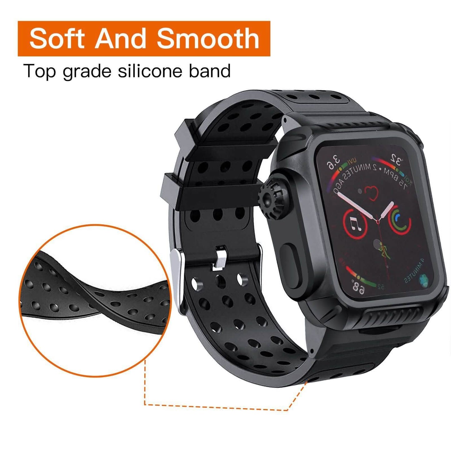 44MM Vollständige Abdeckung Durchsichtige Gehäuseschutzfolie mit Armbändern für Apple iWatch 4 und 5