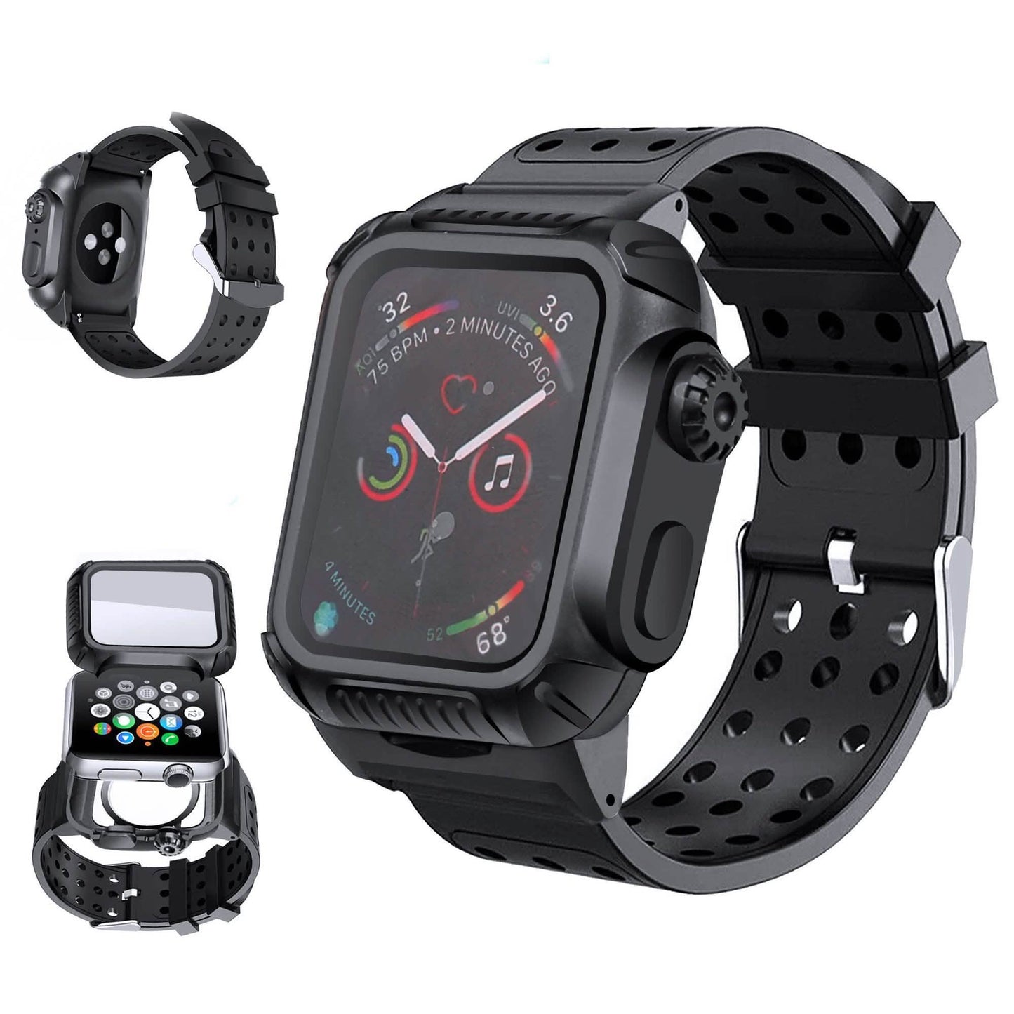 44MM Vollständige Abdeckung Durchsichtige Gehäuseschutzfolie mit Armbändern für Apple iWatch 4 und 5
