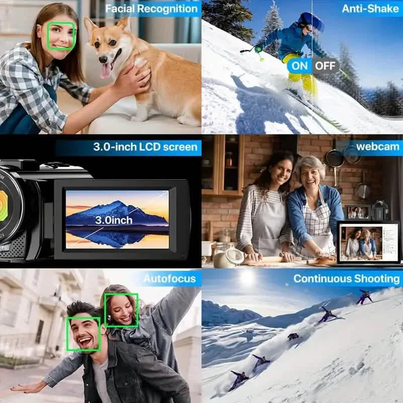 16-fach Zoom 1080P HD Digitalkamera-Bundle mit 2 Akkus, 32G TF-Karte, Mikrofon, Gegenlichtblende & Tasche