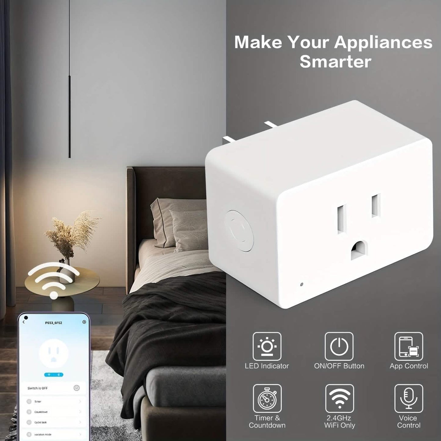 2er-Pack: WiFi Smart Plug – 15A, Timer & App-Steuerung, Funktioniert mit Alexa & Google Home