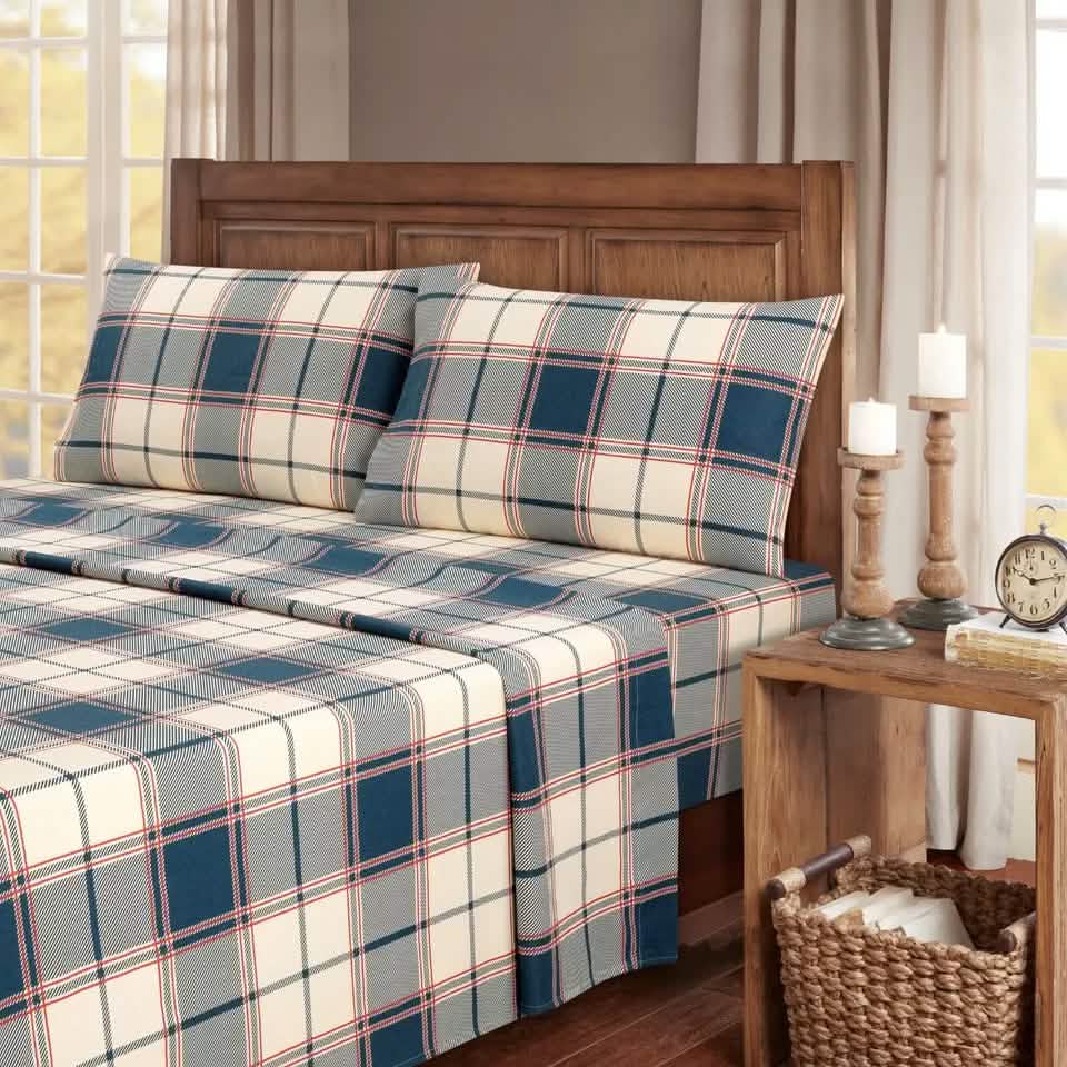 4-teilig: Kathy Ireland Bettwäsche-Set aus 100 % türkischer Baumwolle (Flanell)