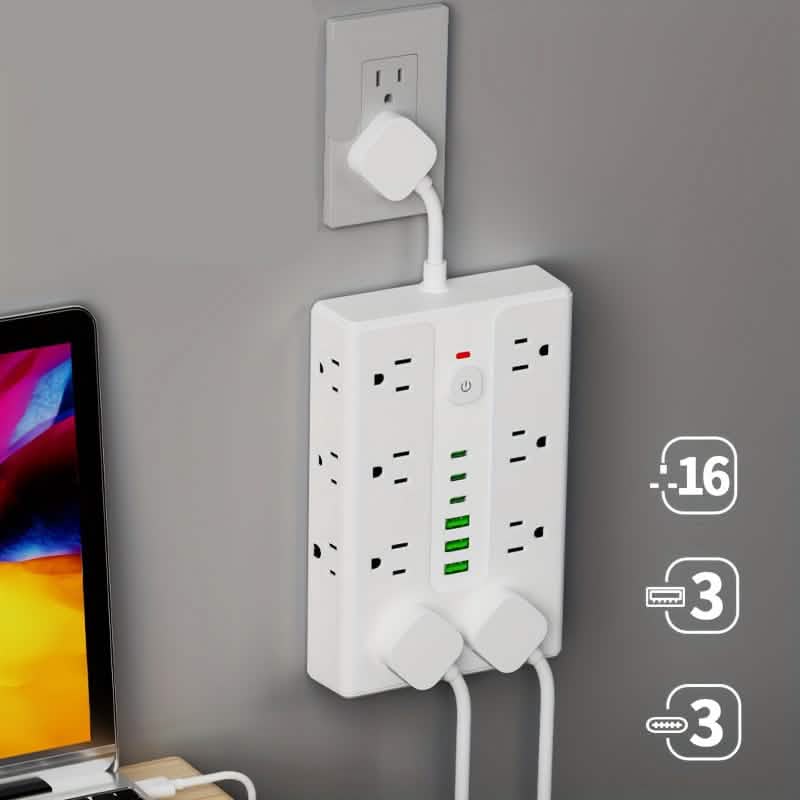22-in-1 Mehrfachsteckdose – 16 Steckdosen, 3 USB-A & 3 USB-C