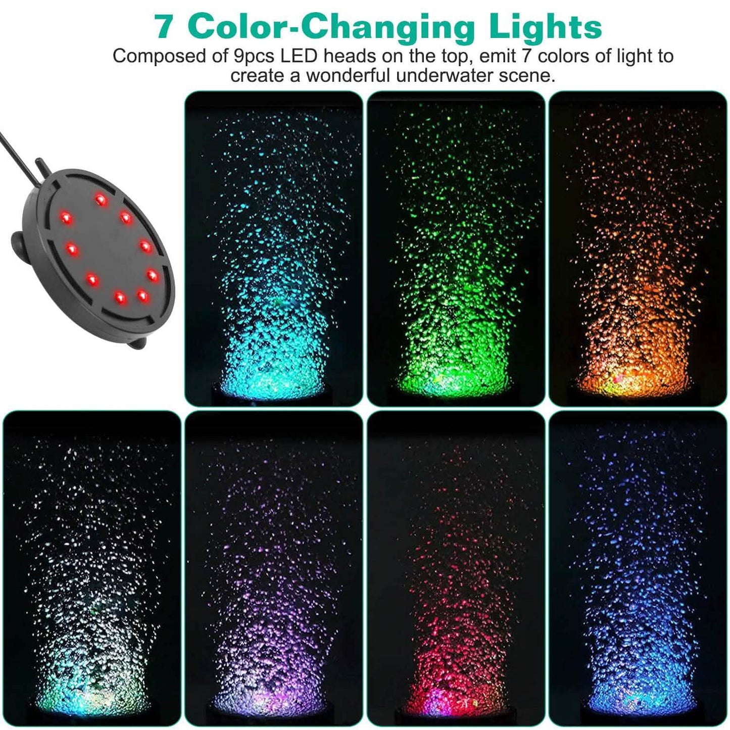 4 Zoll Mehrfarbige LED Aquarium Luftblasenlampe