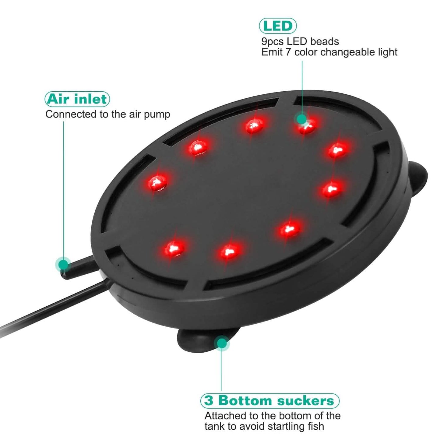 4 Zoll Mehrfarbige LED Aquarium Luftblasenlampe
