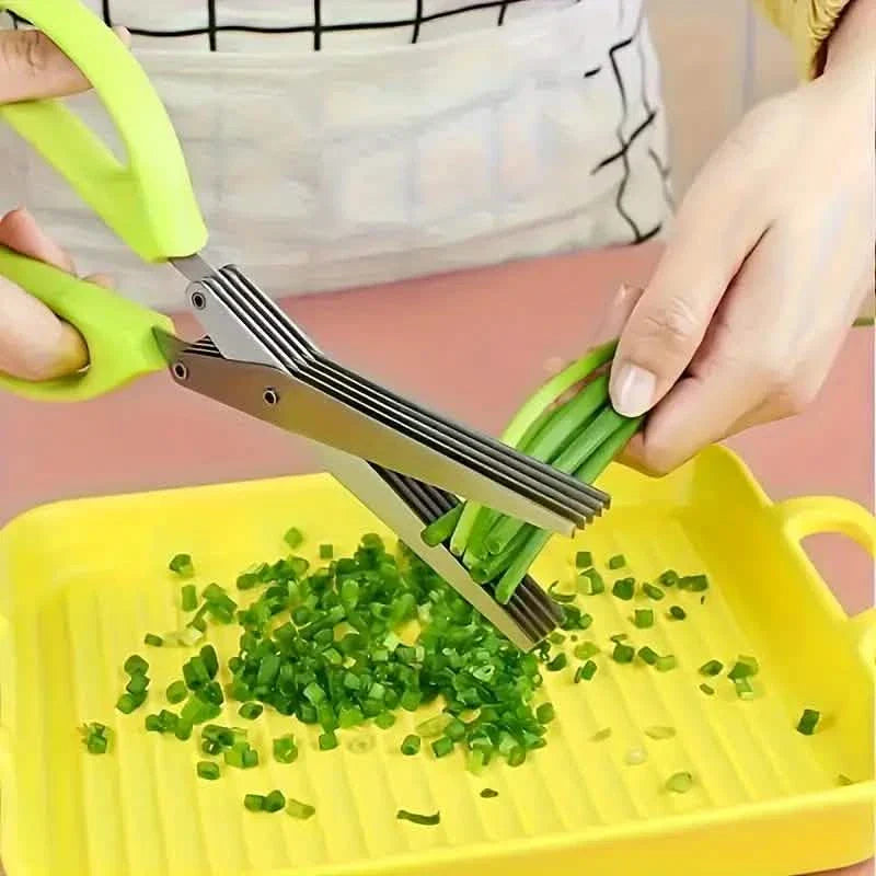 5-Klingen Edelstahl Kräuterschere Set - Vielseitige Küchenschere