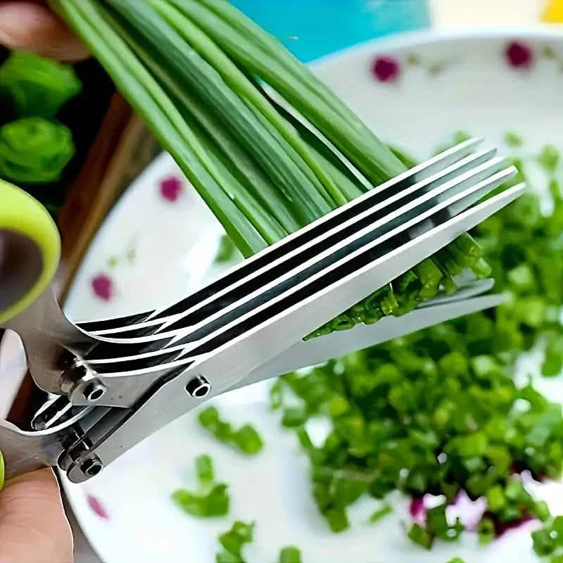 5-Klingen Edelstahl Kräuterschere Set - Vielseitige Küchenschere