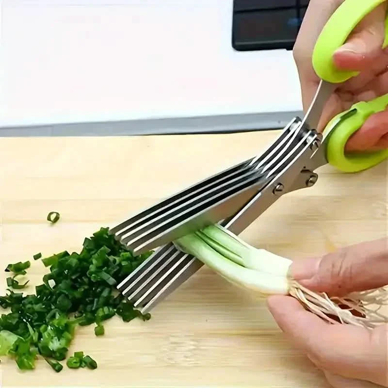 5-Klingen Edelstahl Kräuterschere Set - Vielseitige Küchenschere