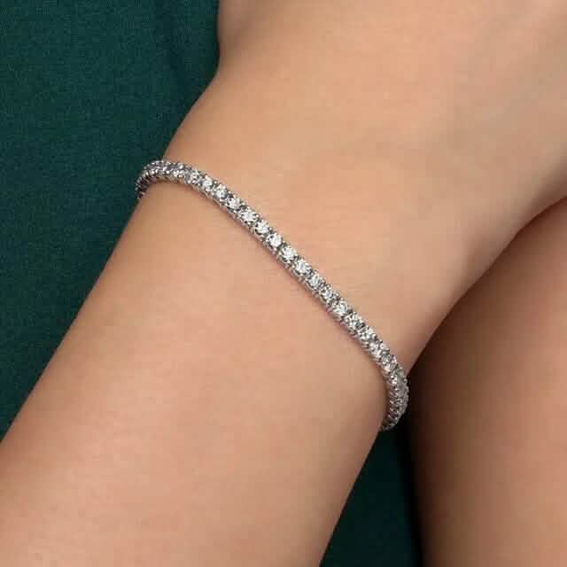 5 Karat im Labor gezüchtetes, rundes Diamant-Tennisarmband mit Brillantschliff in 14K Weißgold