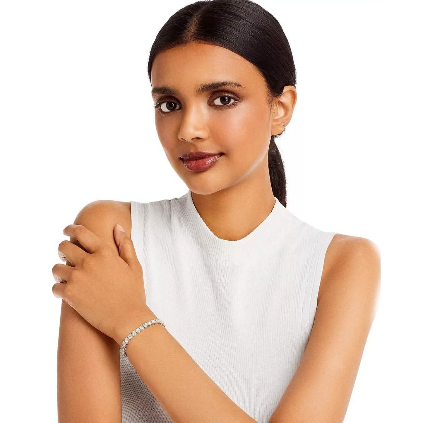 5 Karat im Labor gezüchtetes, rundes Diamant-Tennisarmband mit Brillantschliff in 14K Weißgold
