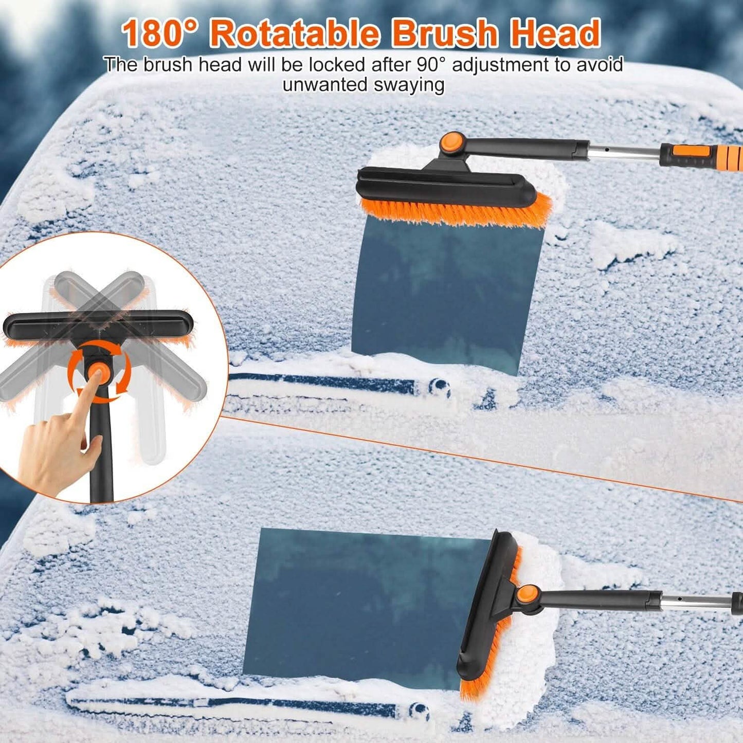 5-in-1 Abnehmbare 180° Verstellbare Eiskratzer-Schneeschaufel