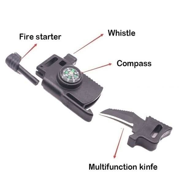 5-in-1 Multifunktions-Survival-Armband aus Paracord für Outdoor-Aktivitäten