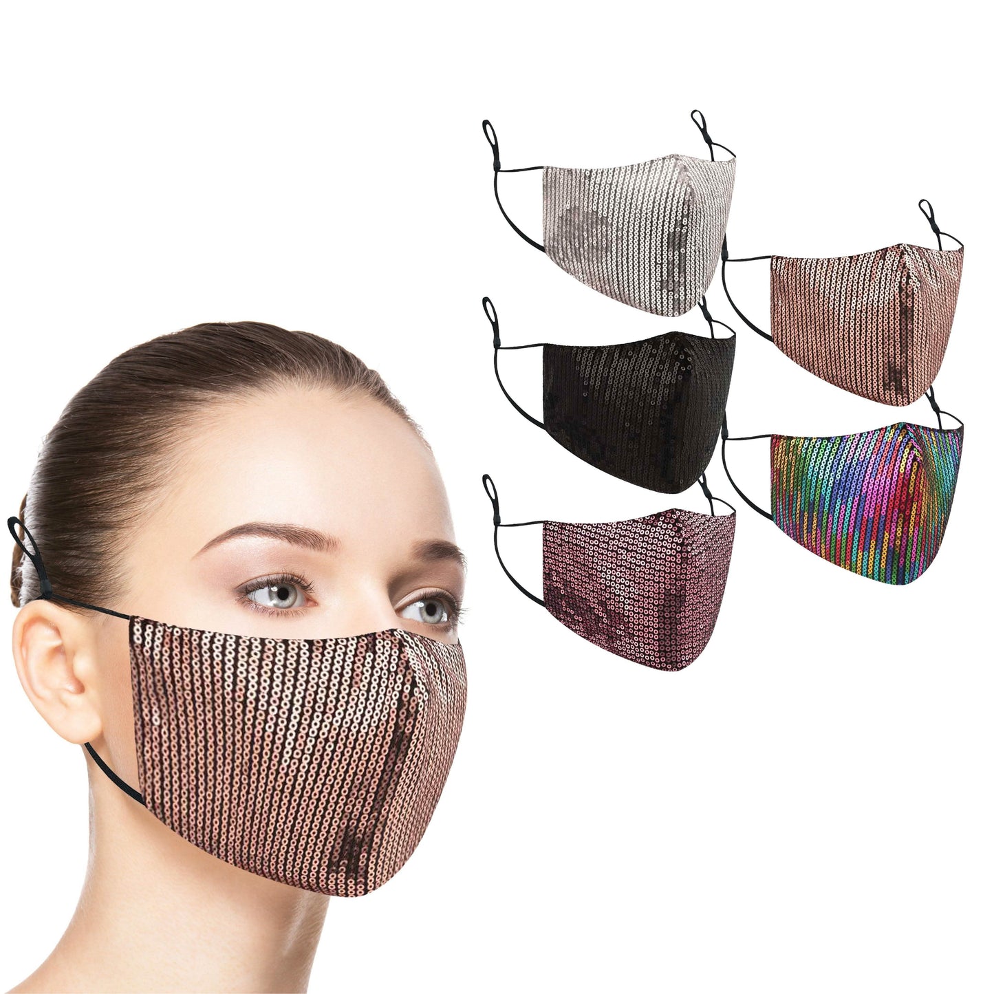5er-Pack: Modische Baumwoll-Gesichtsmasken mit verstellbaren Ohrschlaufen