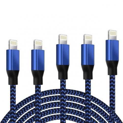 5er-Pack: Hochleistungs-geflochtene iPhone Lightning USB Ladekabel