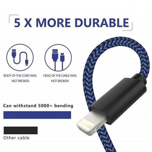 5er-Pack: Hochleistungs-geflochtene iPhone Lightning USB Ladekabel