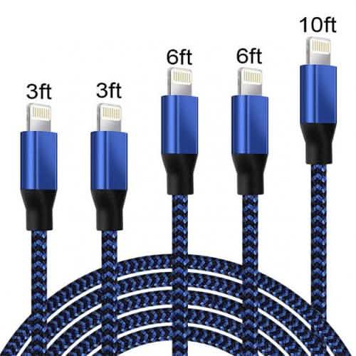 5er-Pack: Hochleistungs-geflochtene iPhone Lightning USB Ladekabel