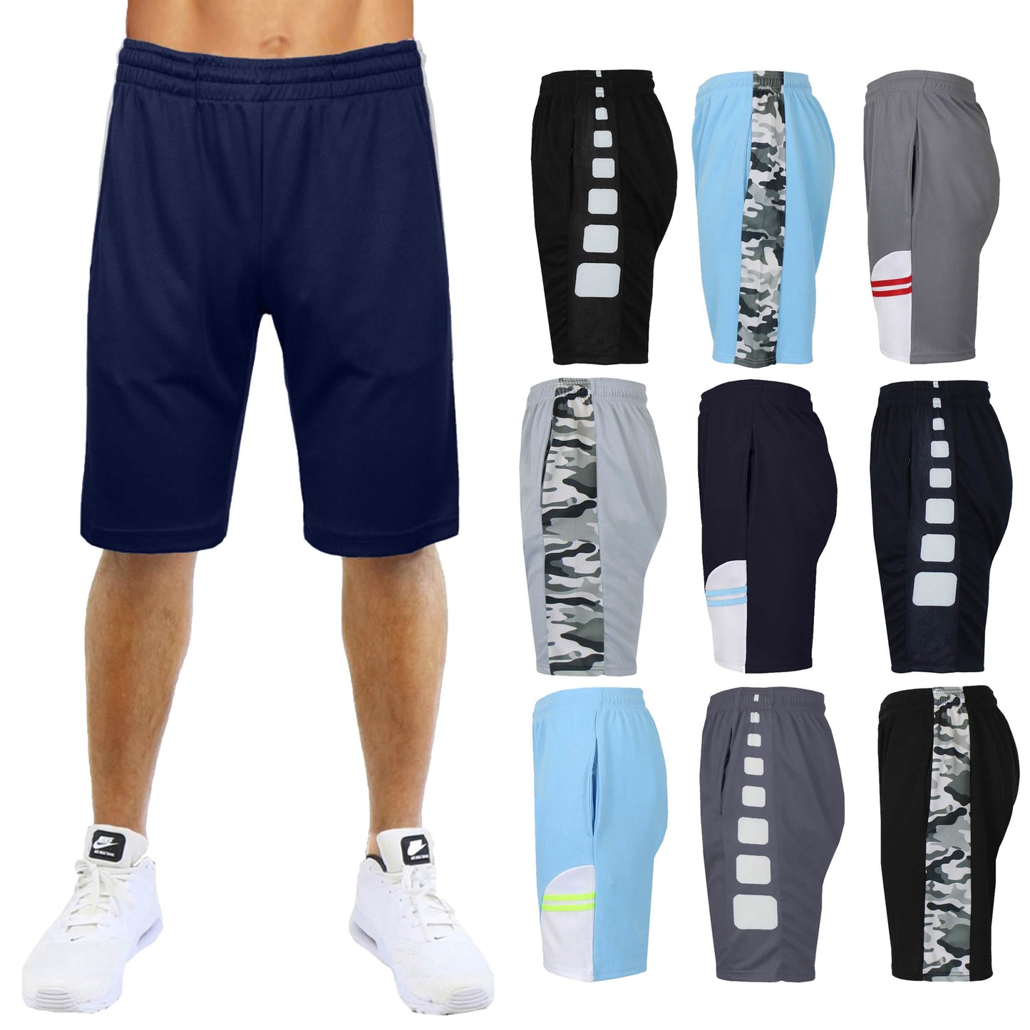 5er-Pack: Feuchtigkeitsableitende Herren-Sport-Mesh-Shorts