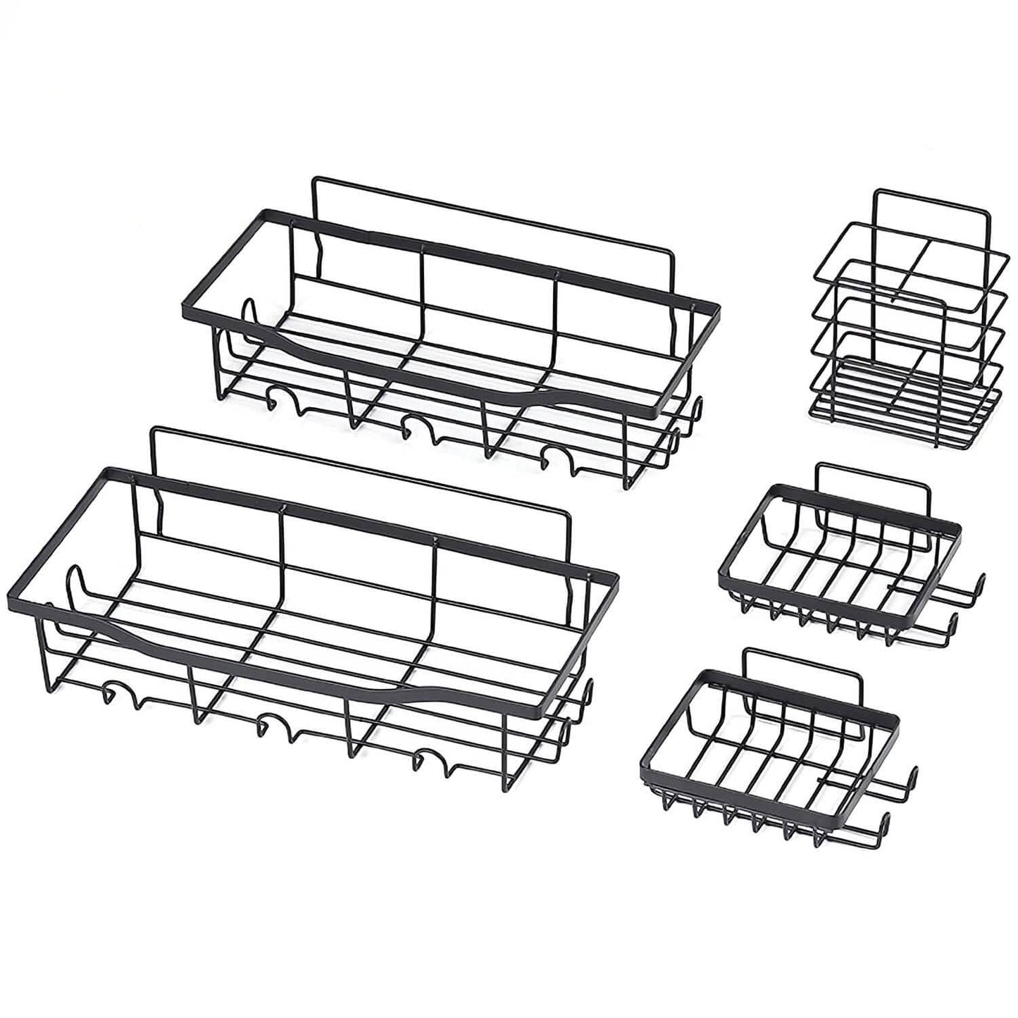 5er-Pack: Duschablagen mit 18 integrierten Haken