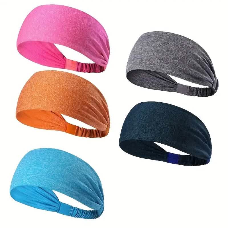 5er-Pack: Unisex Sport Stirnband und Schweißband