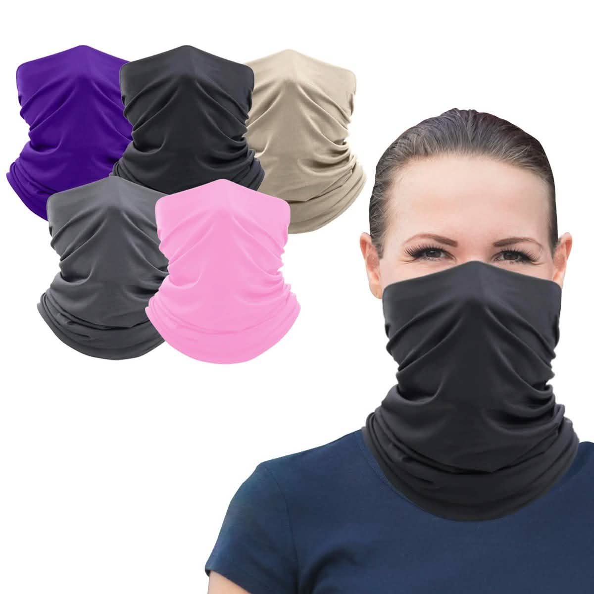 5er-Pack: Waschbare und wiederverwendbare Gesichtsmaske Bandana und Halsgamasche