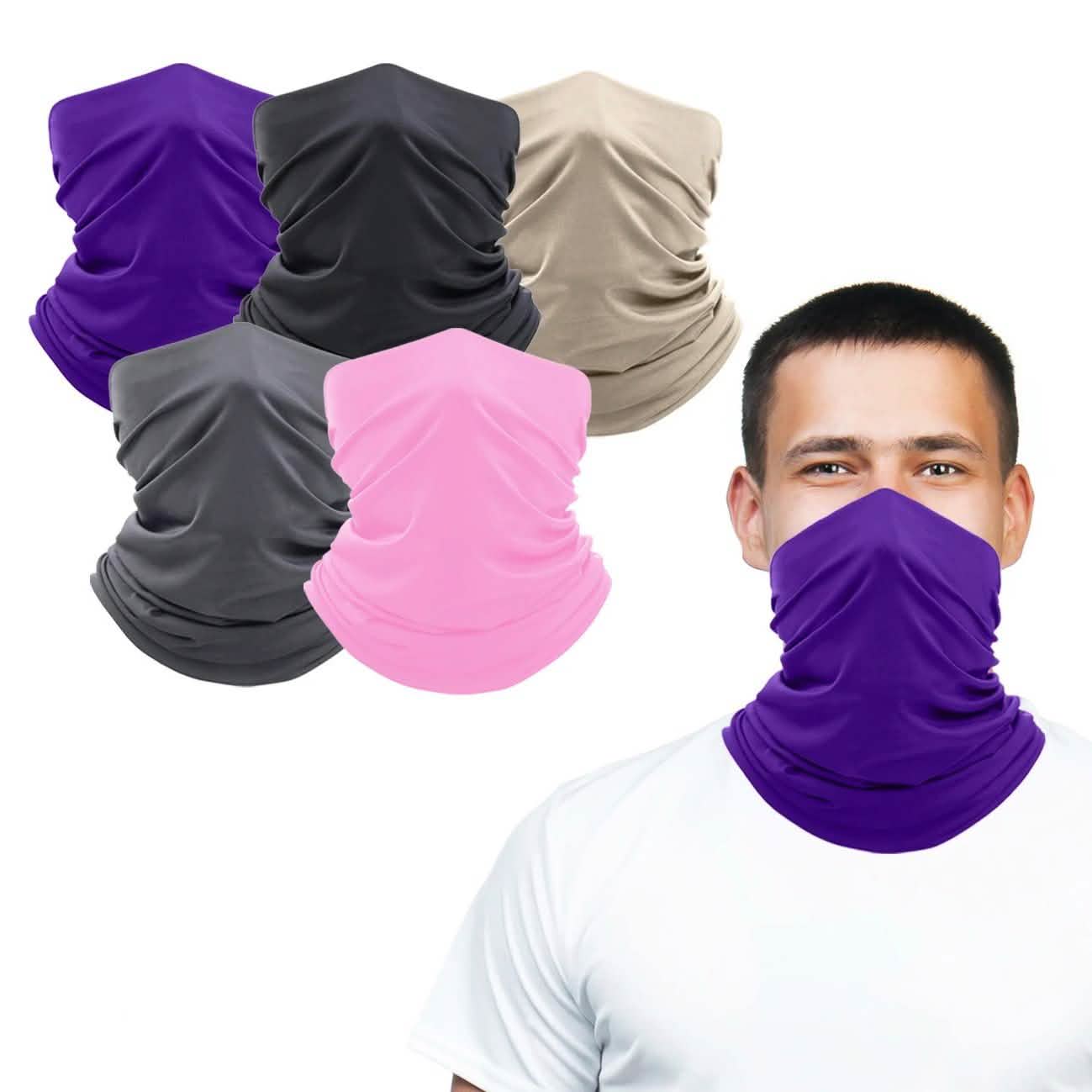 5er-Pack: Waschbare und wiederverwendbare Gesichtsmaske Bandana und Halsgamasche