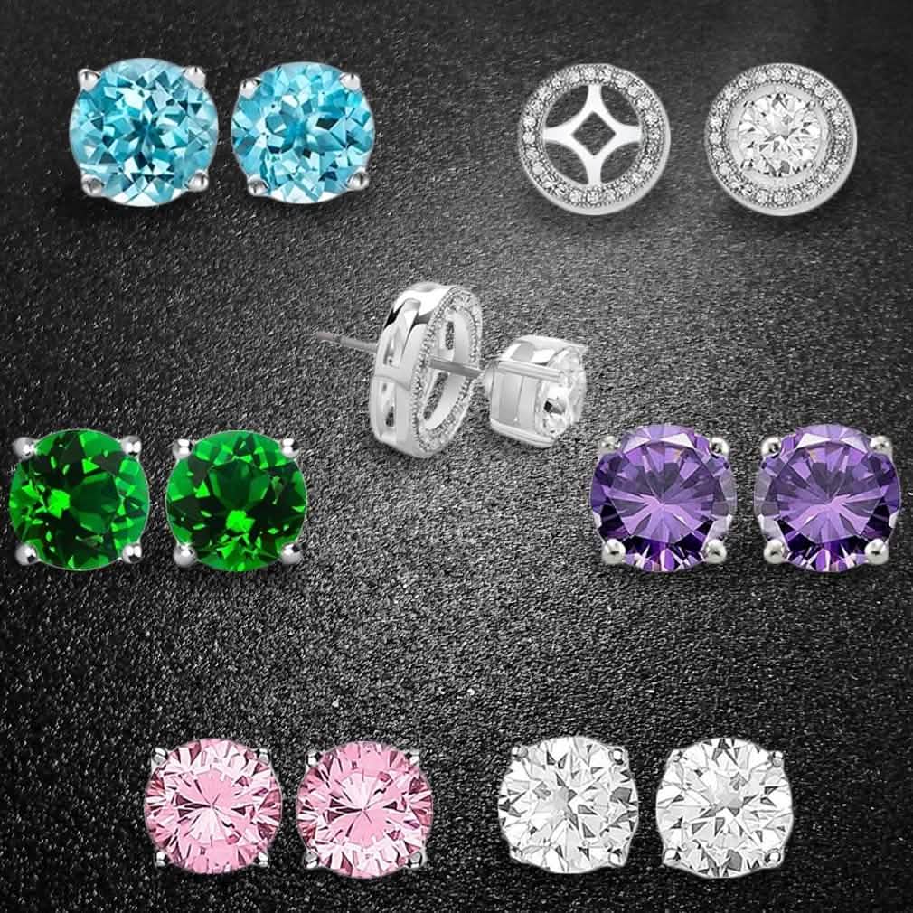 5-Paar: Swarovski Kristall Austauschbare Halo Ohrstecker