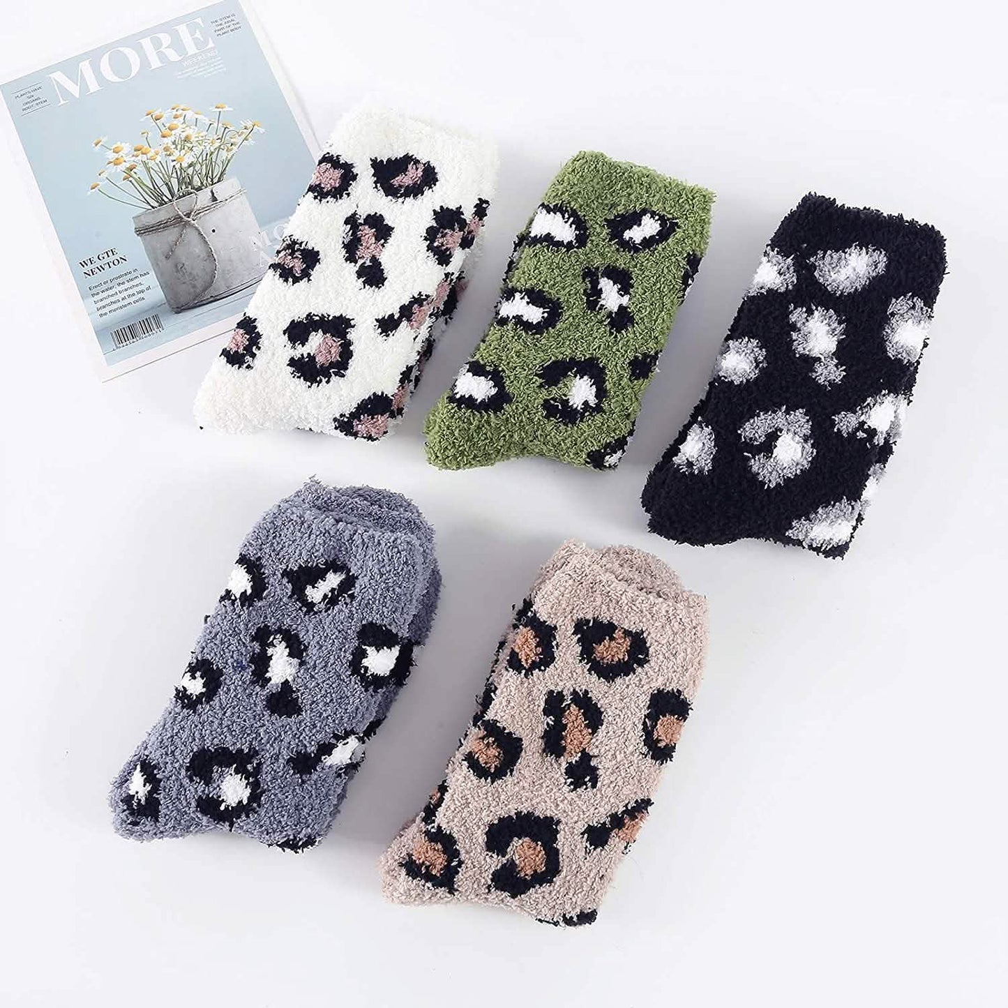 5er-Pack: Flauschige Damen-Wintersocken für Hausschuhe