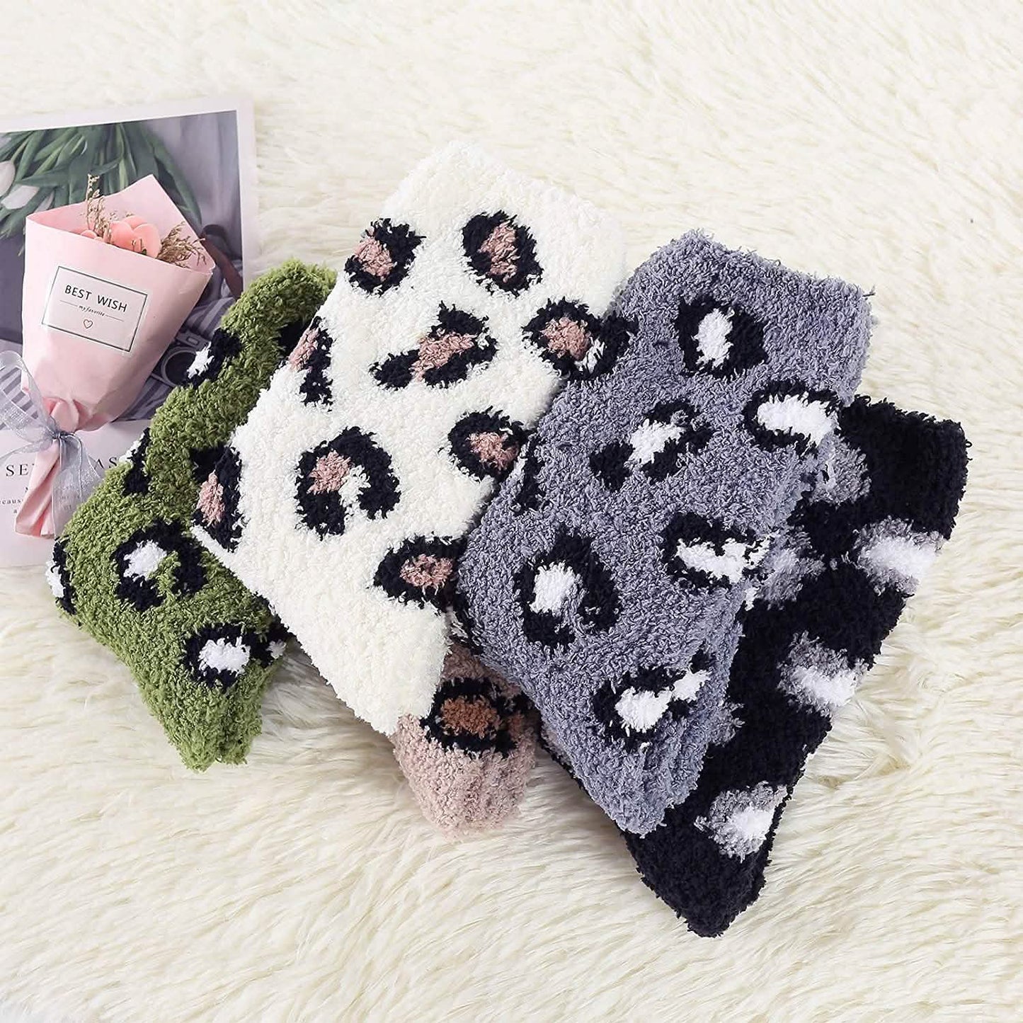5er-Pack: Flauschige Damen-Wintersocken für Hausschuhe