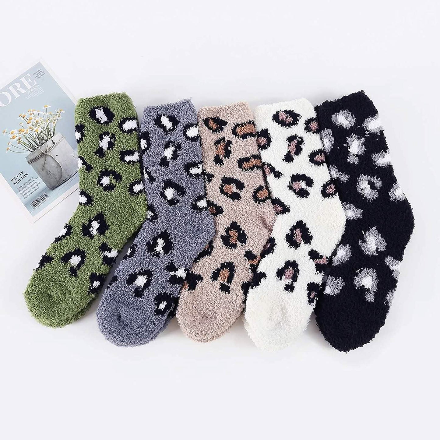5er-Pack: Flauschige Damen-Wintersocken für Hausschuhe