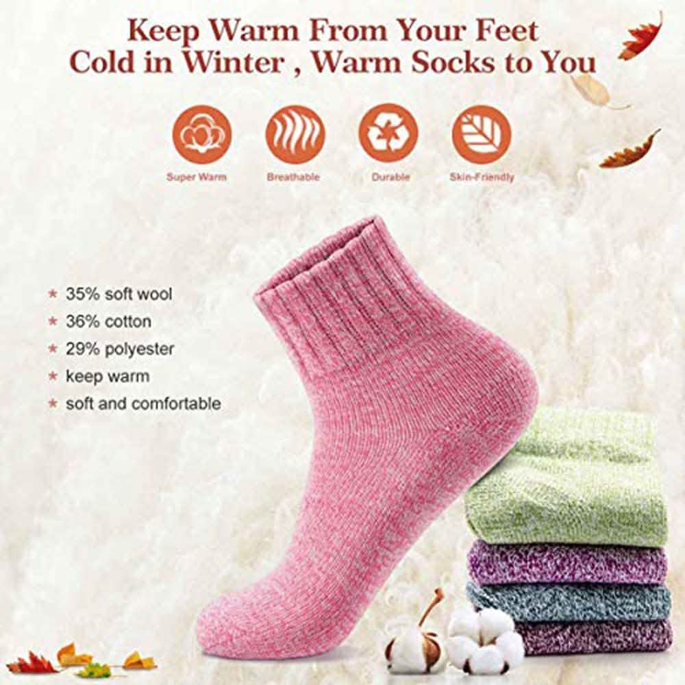 5 Paar: Damen Wintersocken Geschenkbox Einheitsgröße Dicke Wolle Weiche Warme Freizeitsocken
