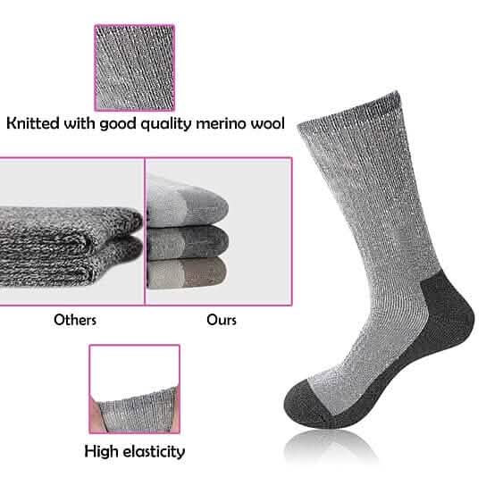5 Paar: Herren warme dicke Merinowolle-Socken für kalte Wintertage