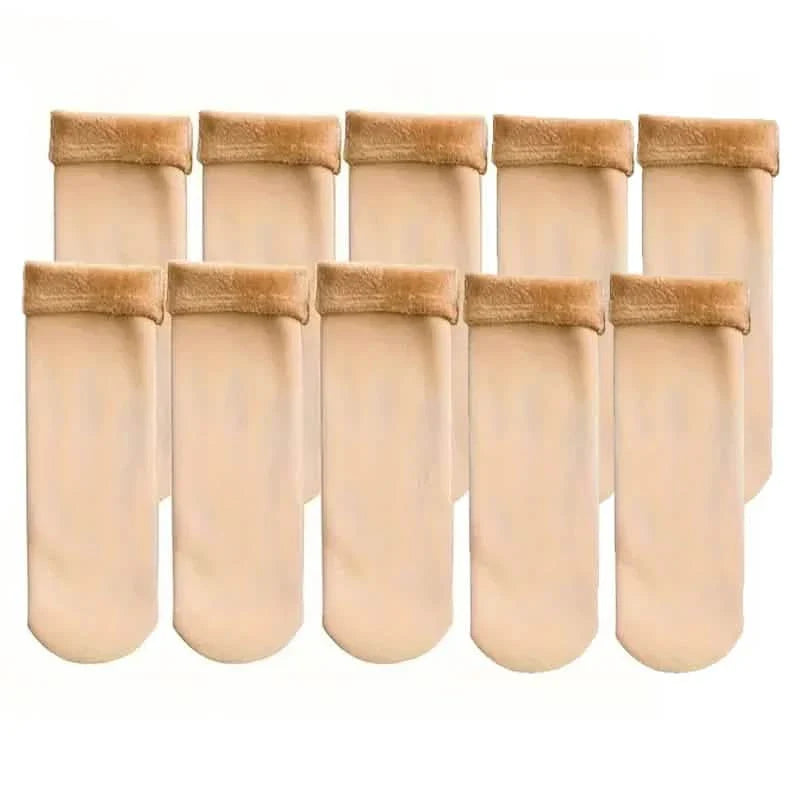 5 Paar: Ultraweiche Plüsch-Thermo-Socken – Bequeme mittellange Socken