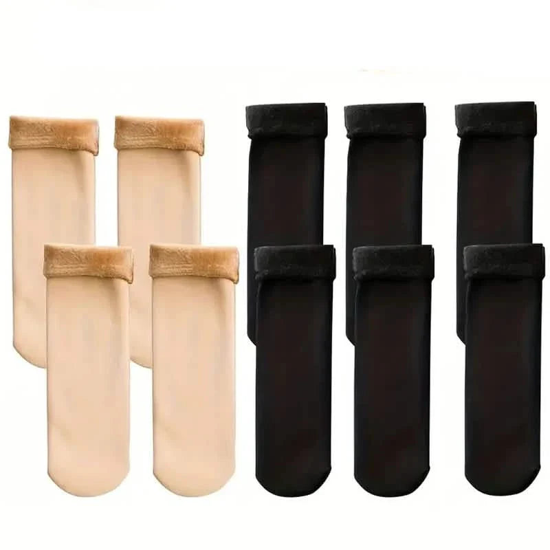 5 Paar: Ultraweiche Plüsch-Thermo-Socken – Bequeme mittellange Socken