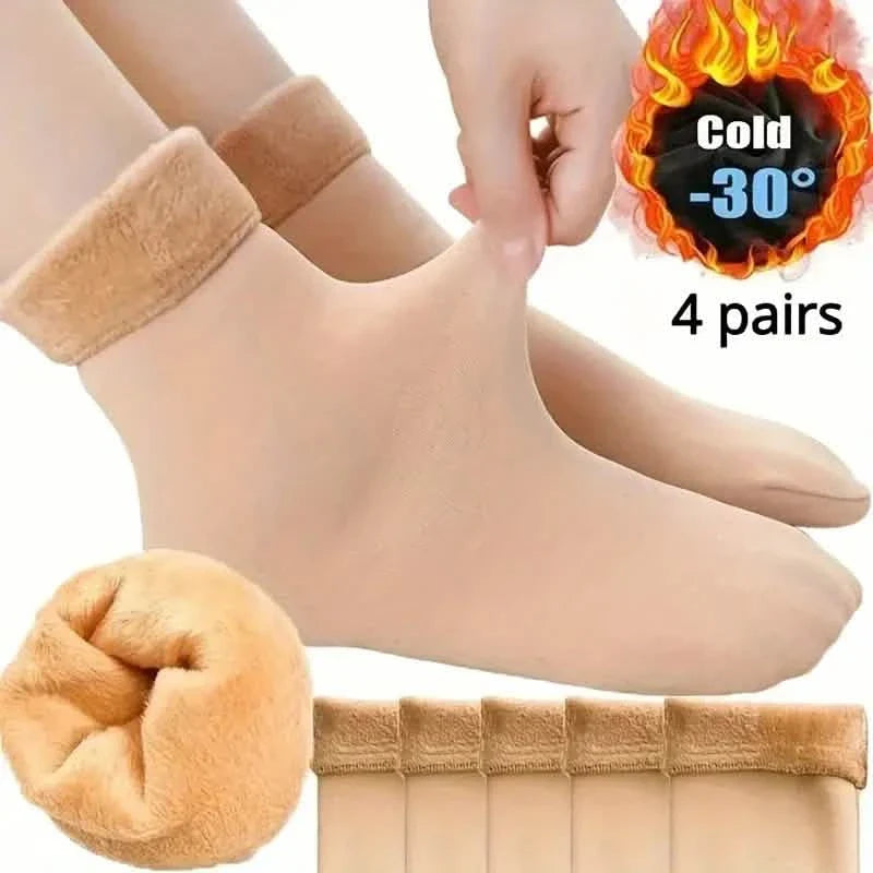 5 Paar: Ultraweiche Plüsch-Thermo-Socken – Bequeme mittellange Socken