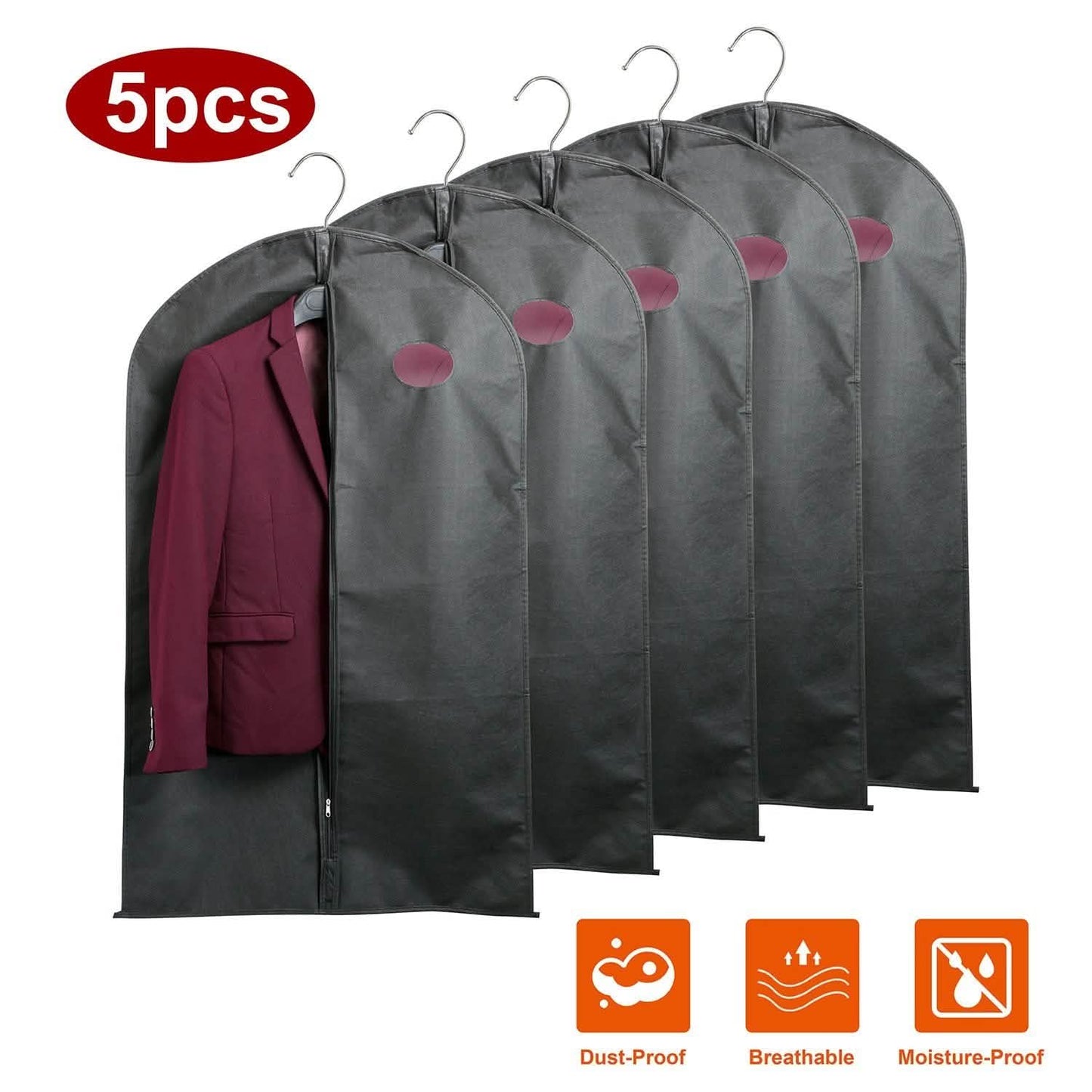 5er-Pack: 99 cm Kleidersäcke Hängende Anzugtaschen Hüllen