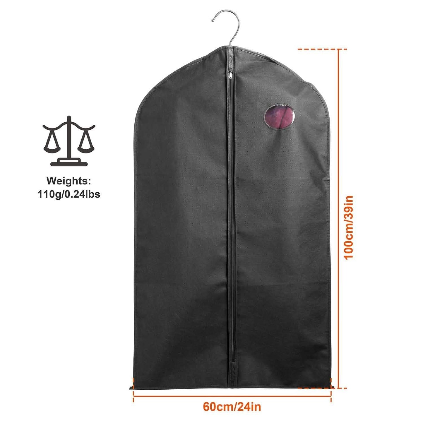 5er-Pack: 99 cm Kleidersäcke Hängende Anzugtaschen Hüllen