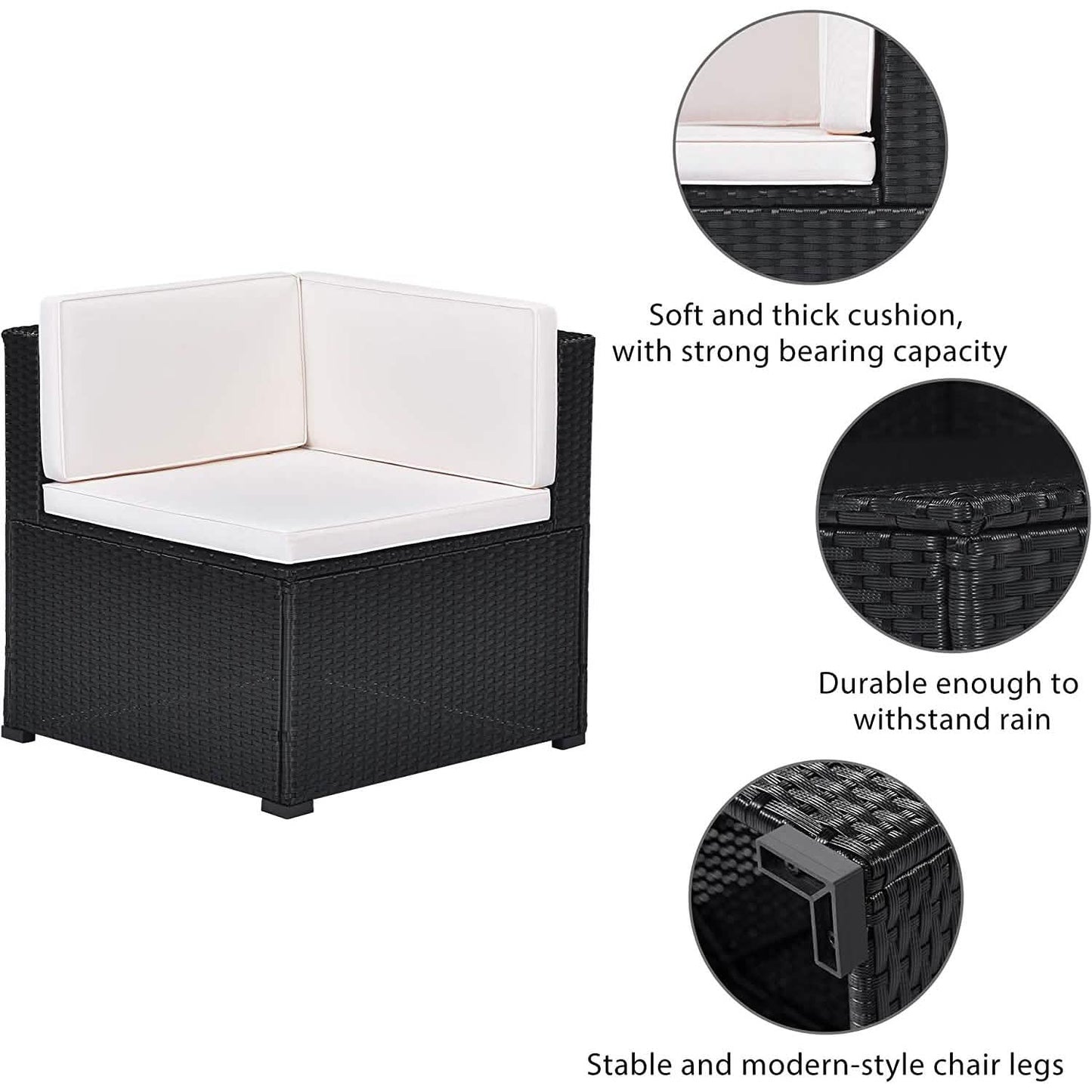5-teilig: Terrassen-Rattan-PE-Polyrattan-Ecksofa-Garnitur