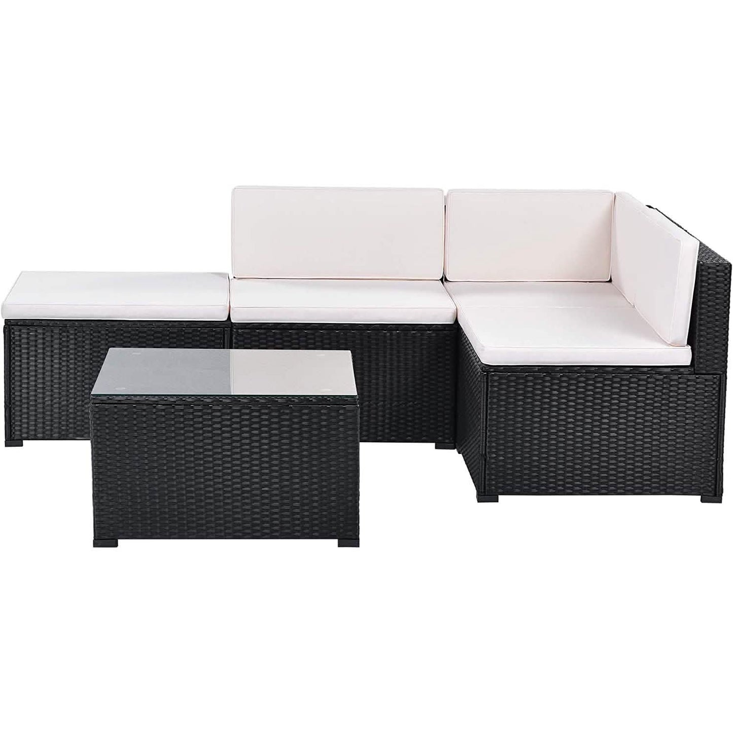 5-teilig: Terrassen-Rattan-PE-Polyrattan-Ecksofa-Garnitur
