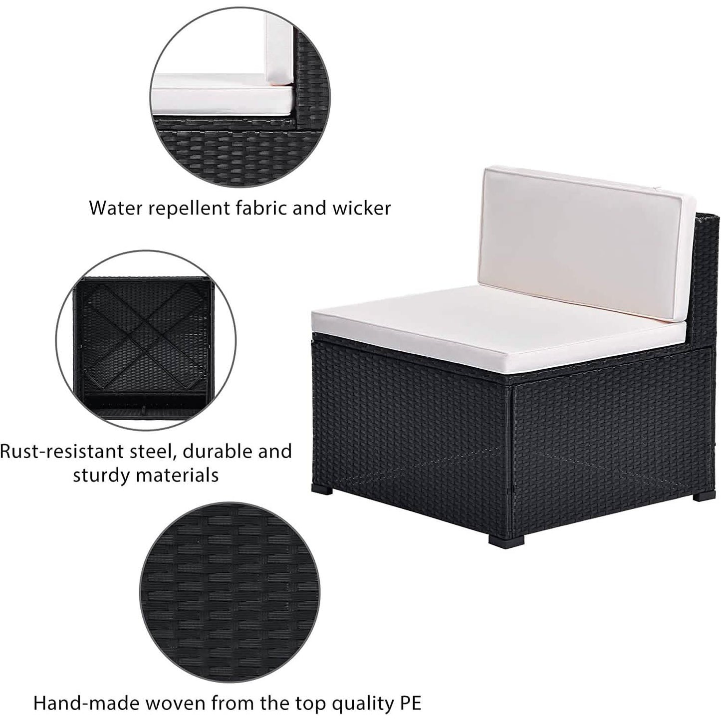 5-teilig: Terrassen-Rattan-PE-Polyrattan-Ecksofa-Garnitur
