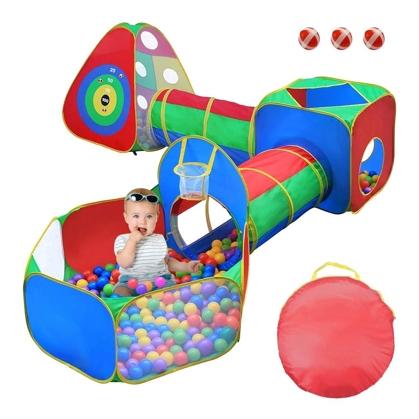 5-teilig: Pop-Up-Spielzelt für Kinder, Bällebad-Zelte