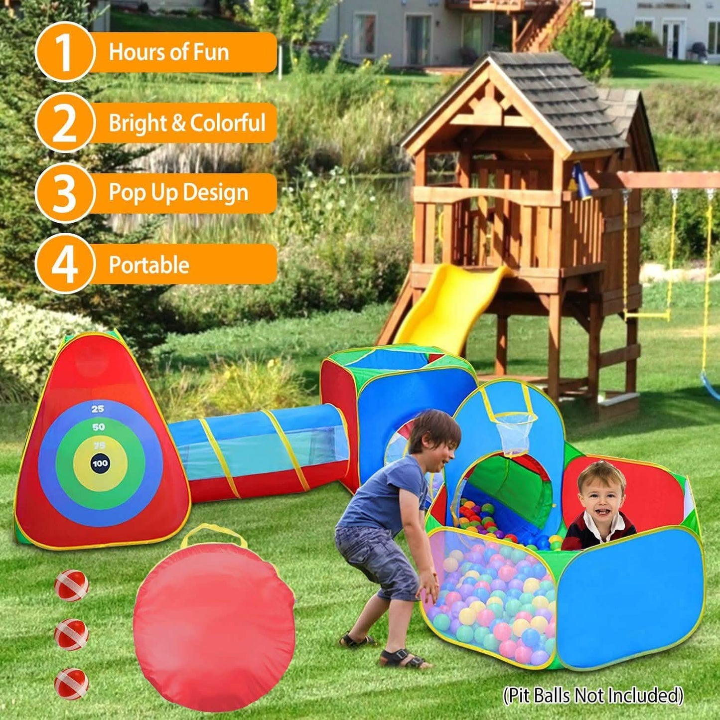 5-teilig: Pop-Up-Spielzelt für Kinder, Bällebad-Zelte