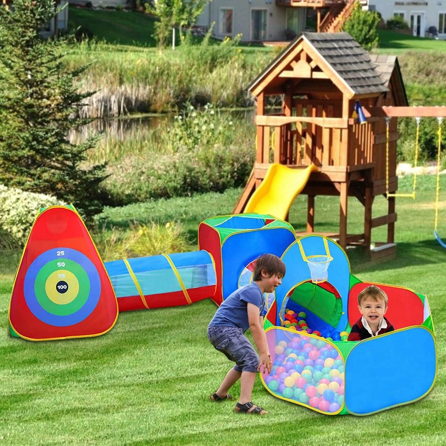 5-teilig: Pop-Up-Spielzelt für Kinder, Bällebad-Zelte