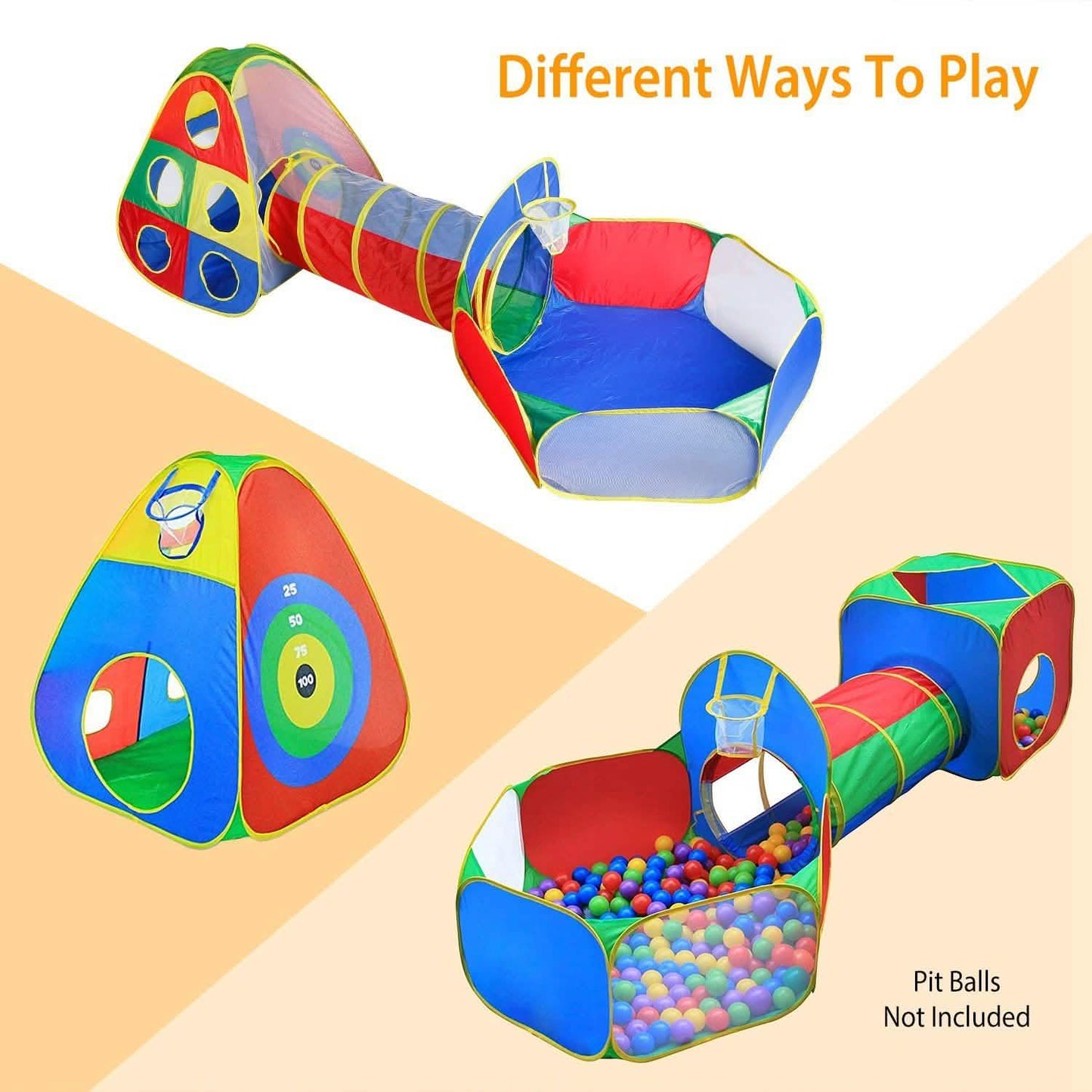5-teilig: Pop-Up-Spielzelt für Kinder, Bällebad-Zelte
