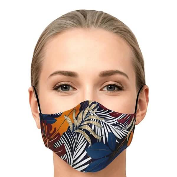 5-teilig: Modische Baumwoll-Gesichtsmaske mit Blumendruck, halbe Gesichts-Mundschutzmasken, Gesundheit