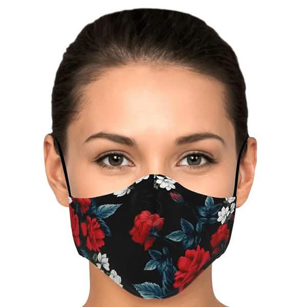 5-teilig: Modische Baumwoll-Gesichtsmaske mit Blumendruck, halbe Gesichts-Mundschutzmasken, Gesundheit