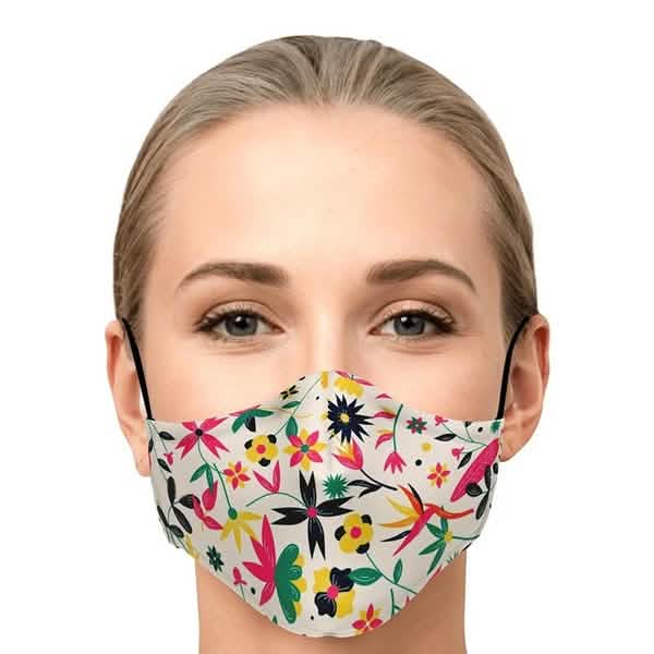 5-teilig: Modische Baumwoll-Gesichtsmaske mit Blumendruck, halbe Gesichts-Mundschutzmasken, Gesundheit